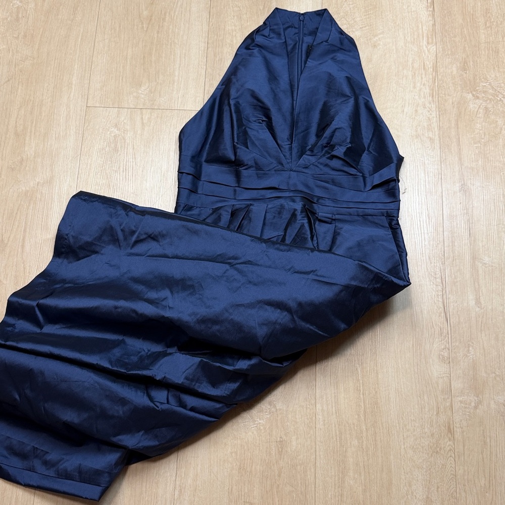 Donna Karan New York Plunge Neck Taffeta Midi Dress - Picture 6 of 9